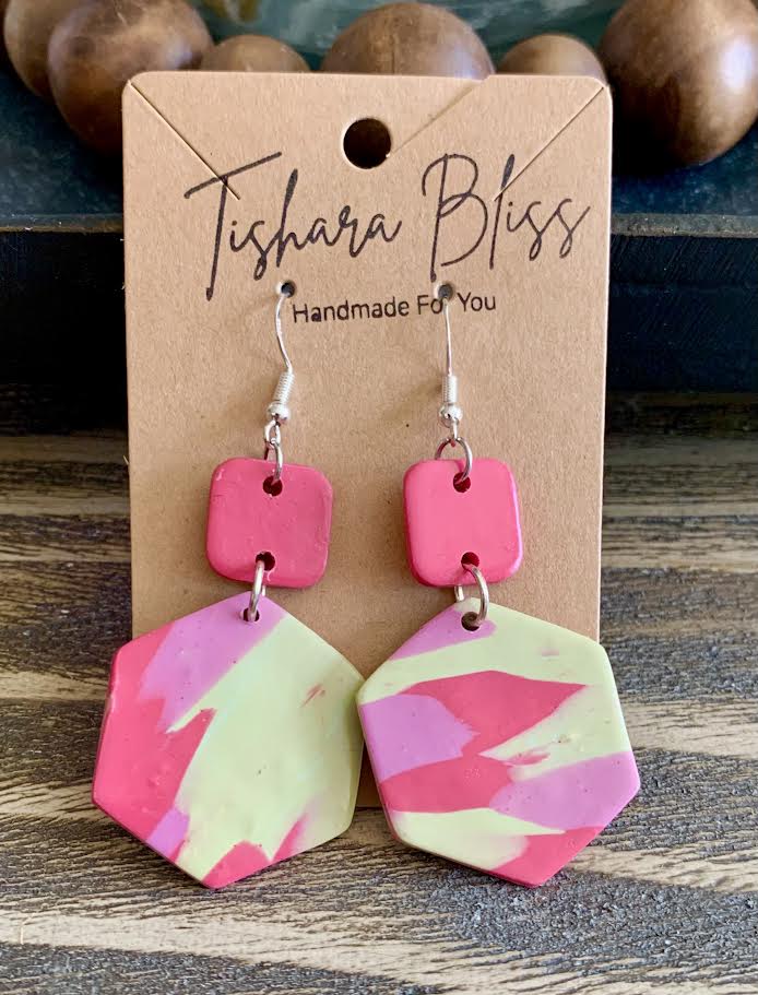 80's Pink Hexagons & Pink Squares