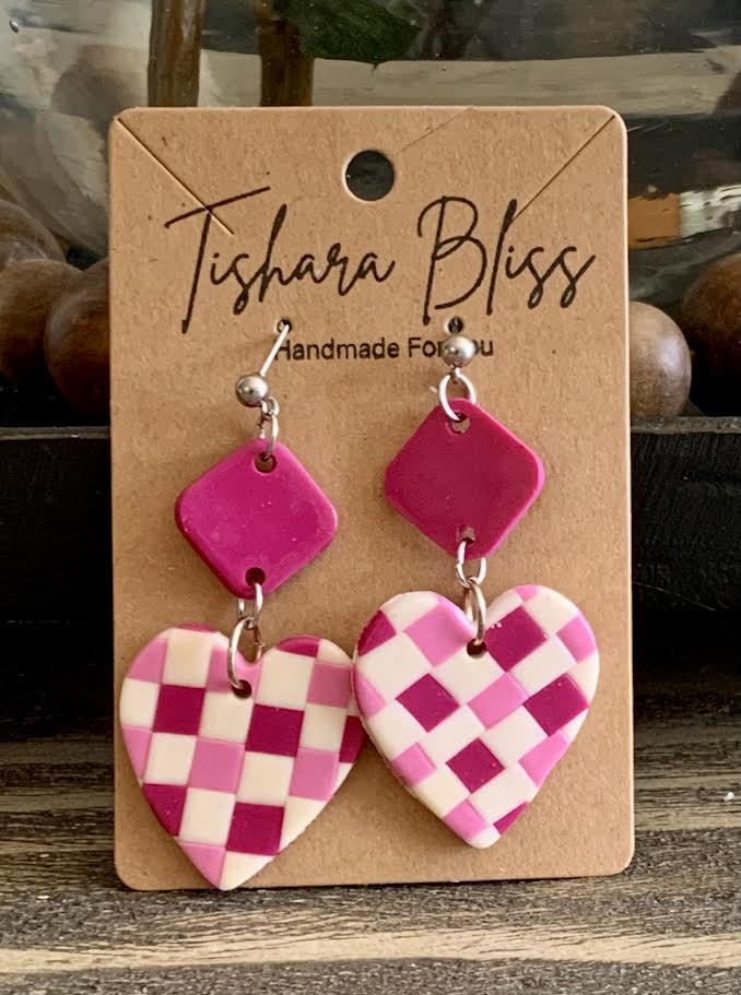 Pink Checkerboard Hearts