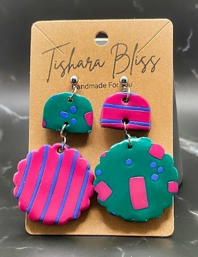 Green & Pink Wavy Circles