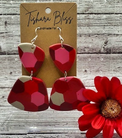 Red & White Geometric Double Trapezoids