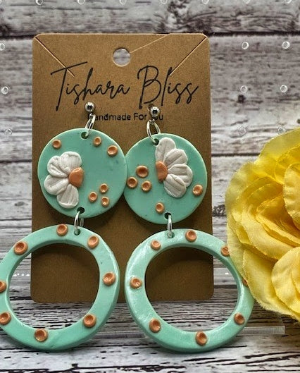 Aqua Hoops With Flowers