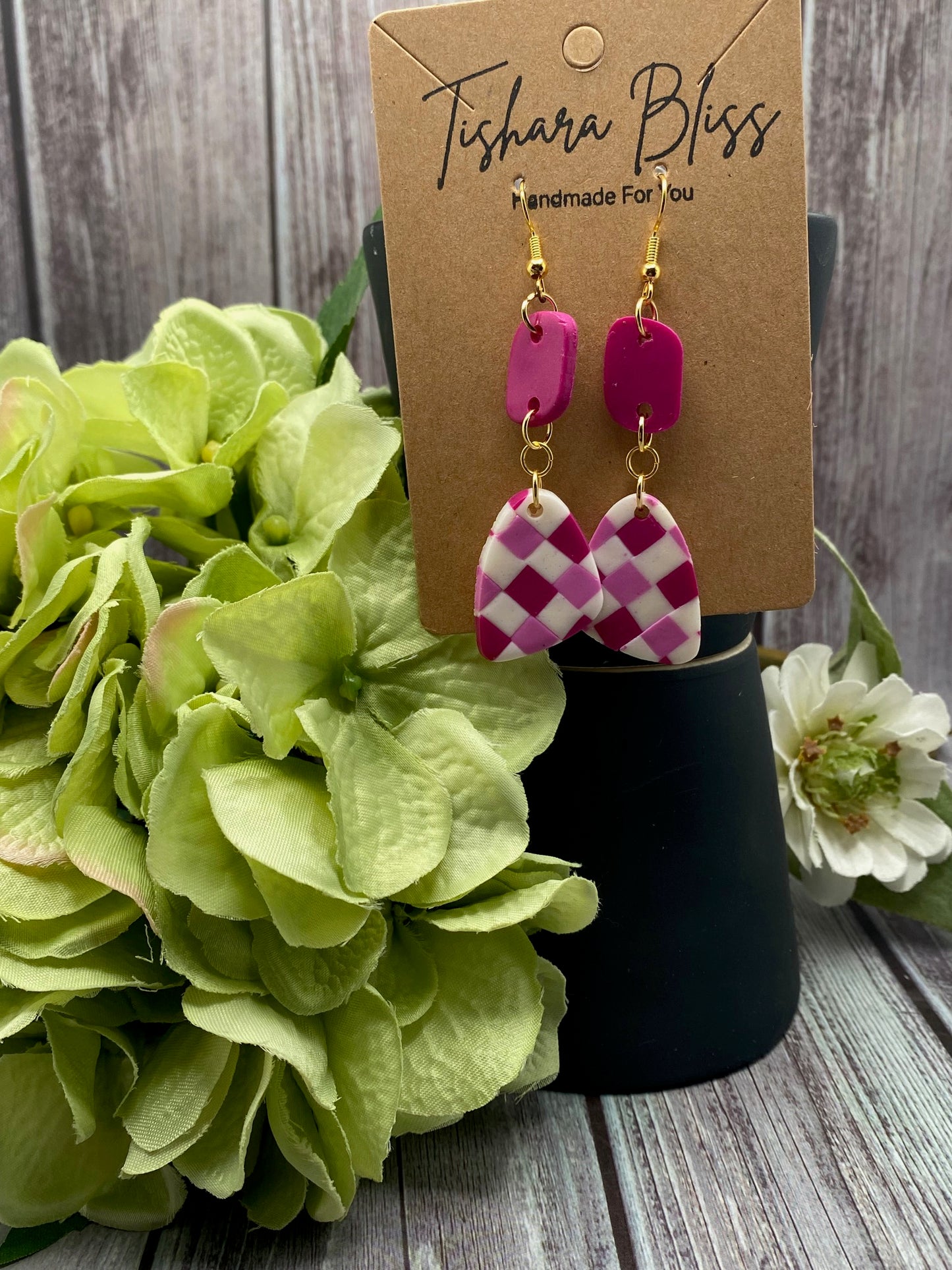 Pink Checkerboard Small Geometric Shapes