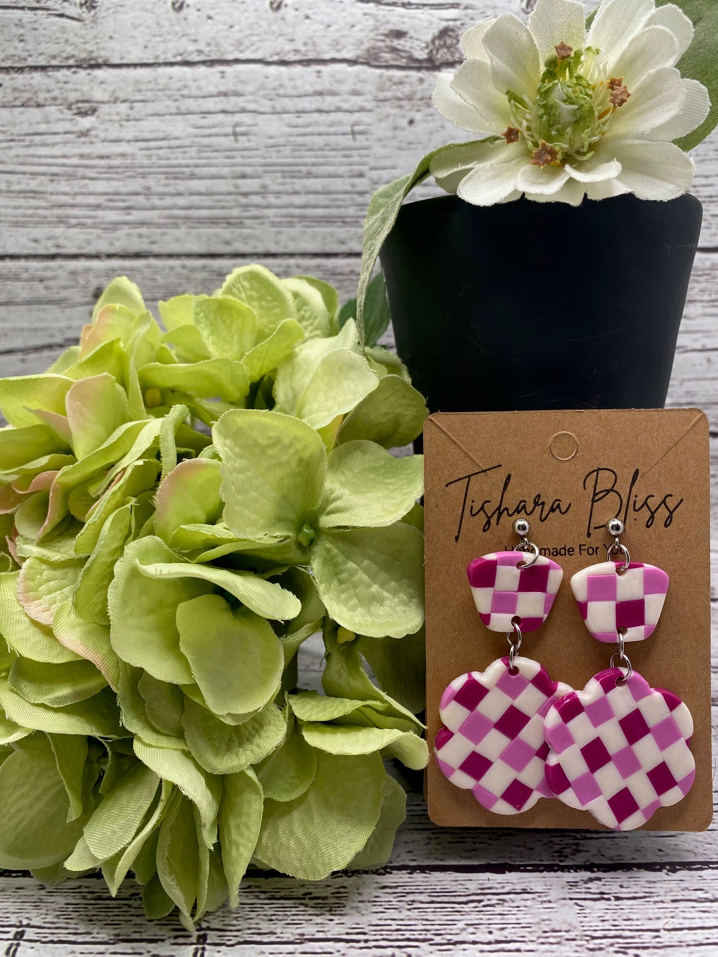 Pink Checkerboard Clovers