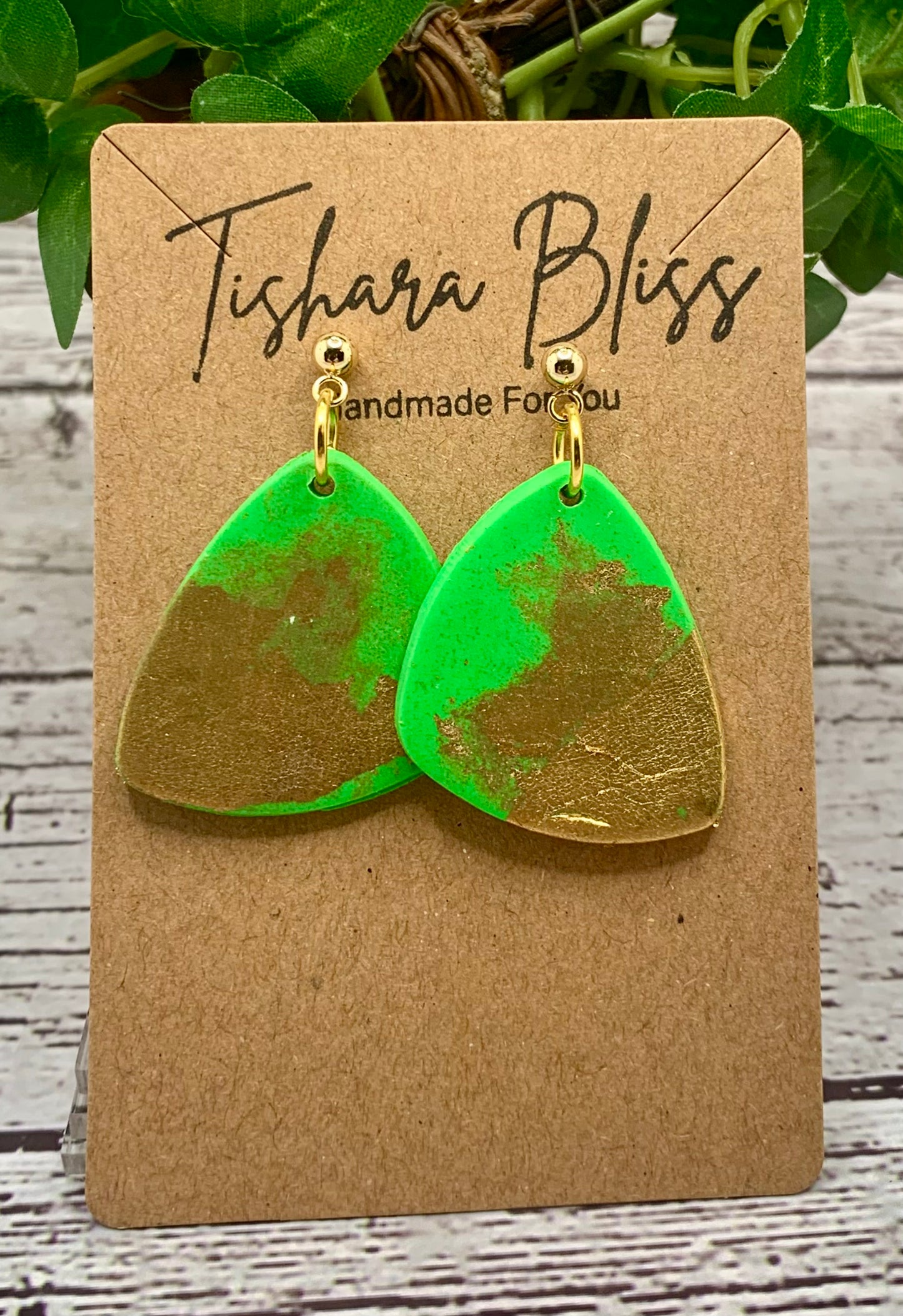Gold & Green Geometrical Shapes