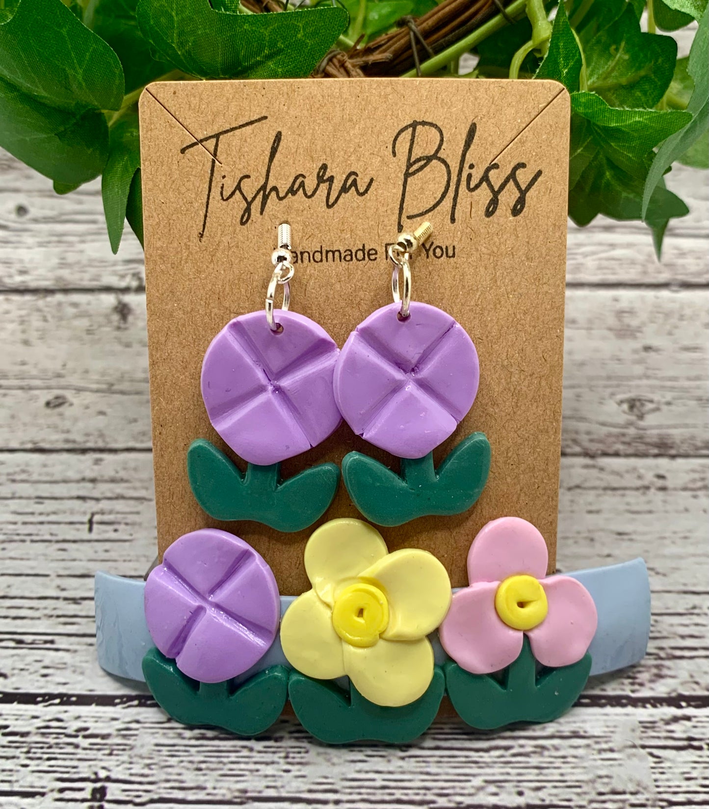 Purple Flowers & Matching Barrette