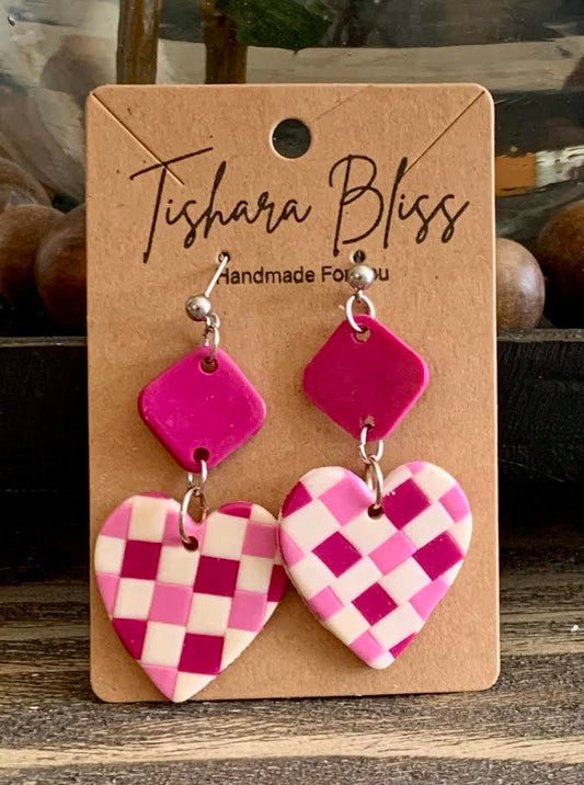 Pink Checkerboard Hearts