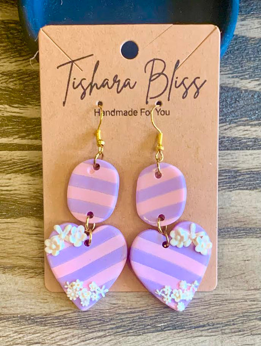 Purple & Pink Hearts With White Flowers