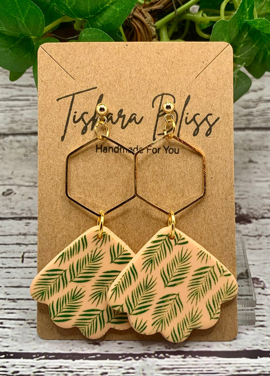 Beige & Green Arrows With Hex Hoops