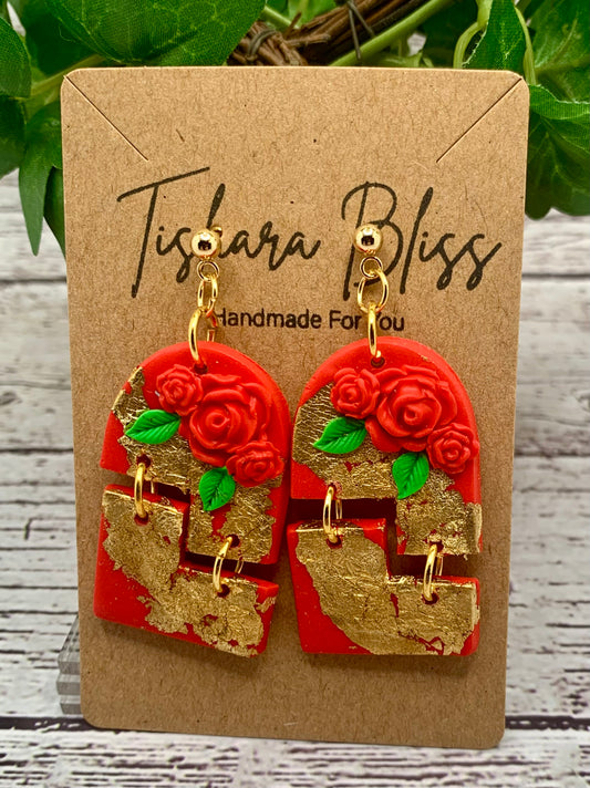 Gold & Red Rose Horseshoes